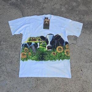 Vintage 1995 Virginia Cow Farm Habitat Wrap T-Shirt Size Large